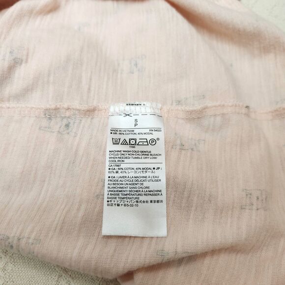 Banana Republic French Bulldog Malibu Tee Sz. S Pink Dog Print Sleeveless Top - Picture 7 of 8